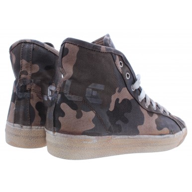 Chaussures Homme Sneakers Haut CYCLE Toile Mimétique Camouflage Made In Italy
