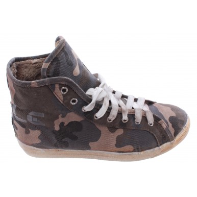 Herren Schuhe Sneakers CYCLE Canvas Military Camouflage Dark Made In Italy Neue