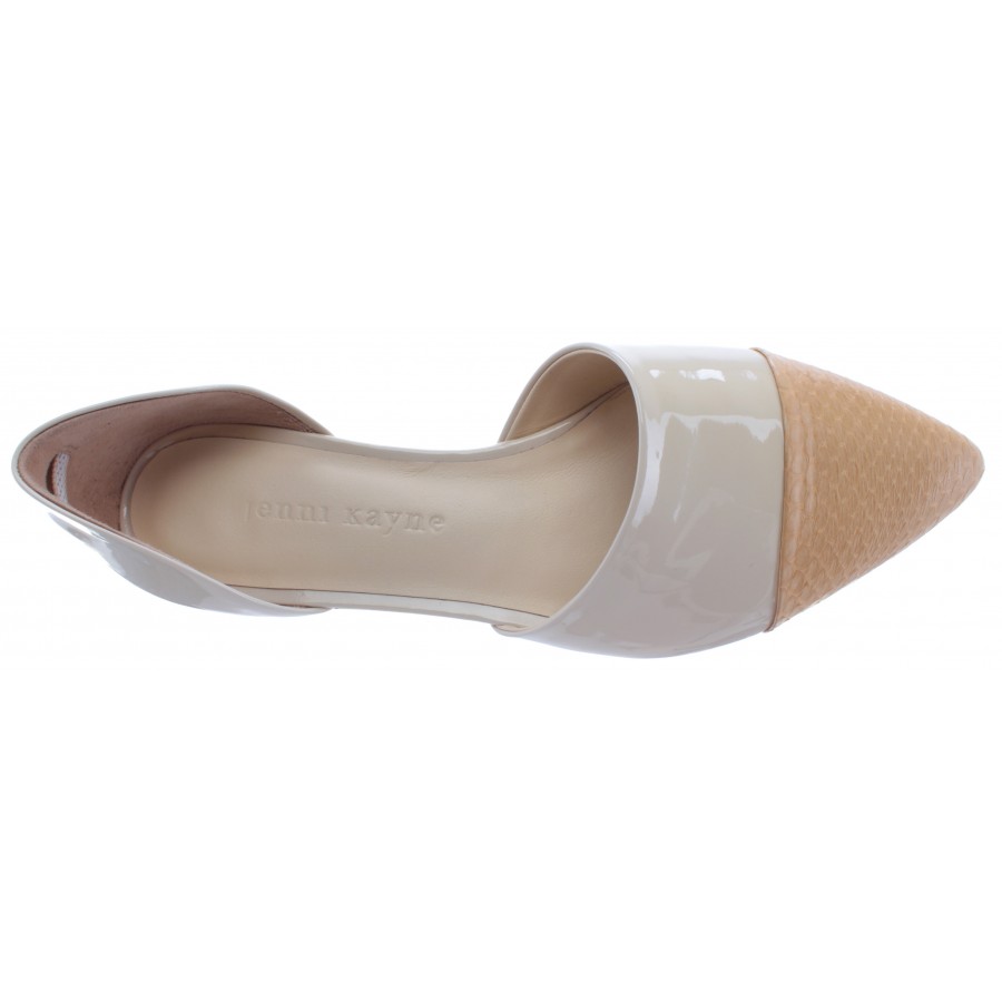 Women's Ballerinas Sandals Shoes JENNI KAYNE Leather Glossy White Real Snake New