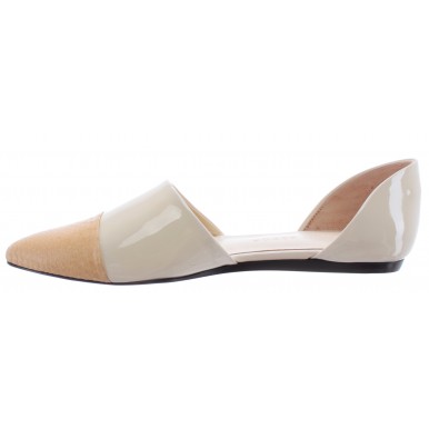Women's Ballerinas Sandals Shoes JENNI KAYNE Leather Glossy White Real Snake New