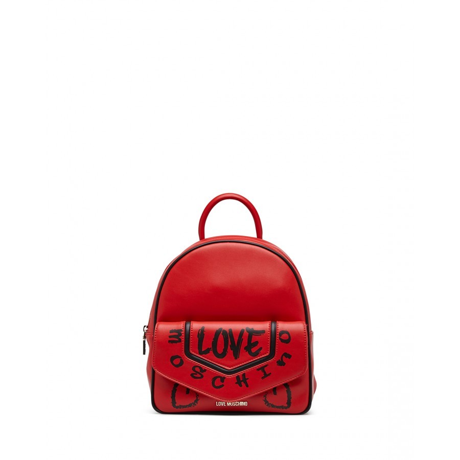 Women's Backpack LOVE MOSCHINO JC4222 Pu Rosso Leather Synthetic Red