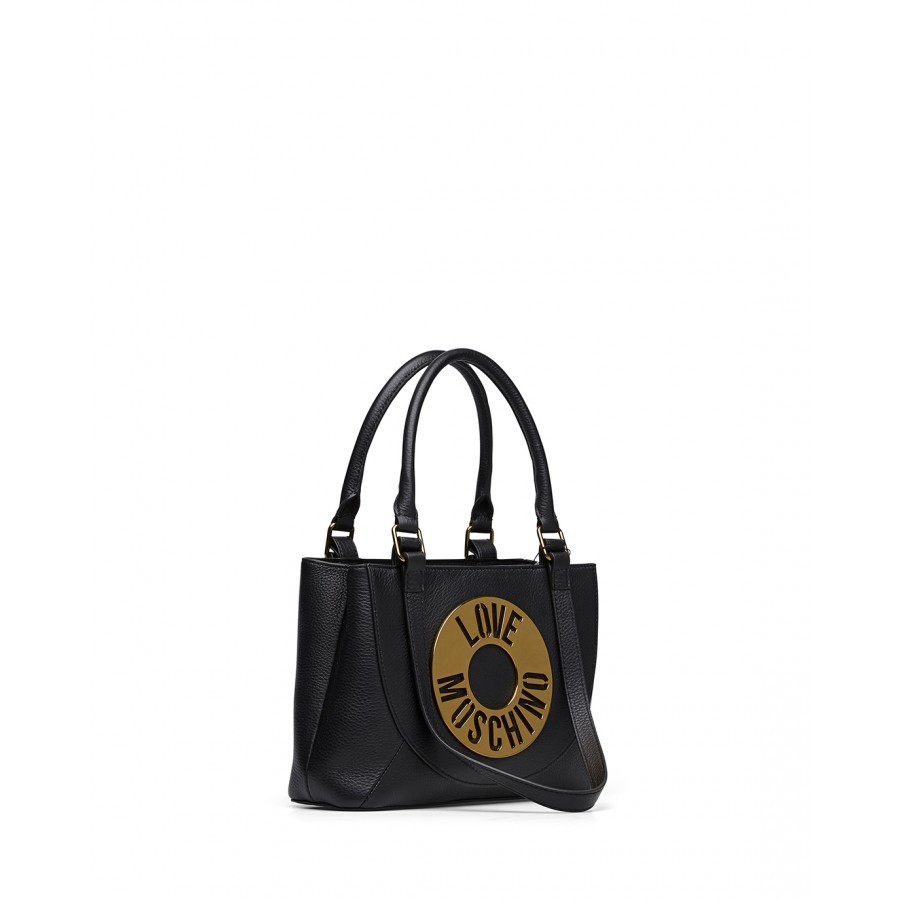 Women's Hand Shoulder Bag LOVE MOSCHINO JC4285 Grain Nero Leather Black