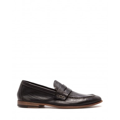 Men's Loafers Shoes PREVENTI Ascanio Mexico Nero Leather Black