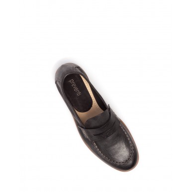 Men's Loafers Shoes PREVENTI Ascanio Mexico Nero Leather Black