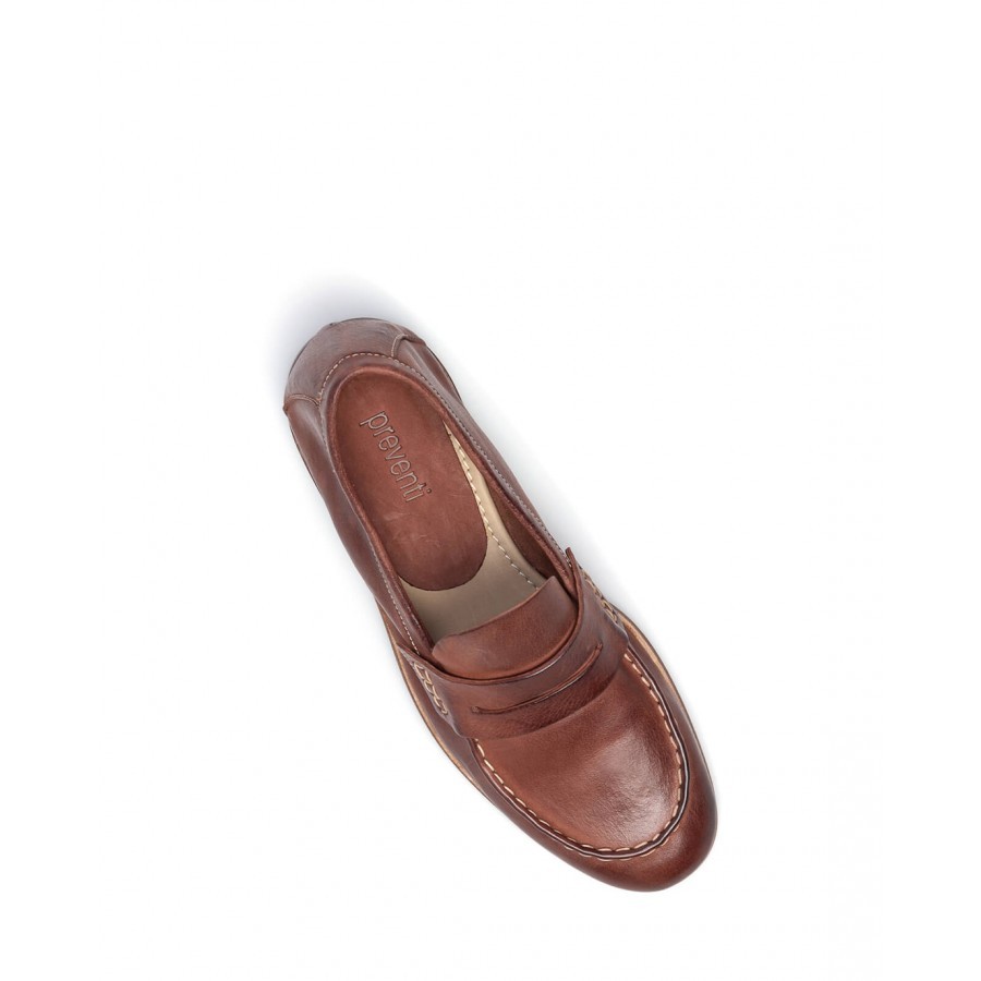 Men's Loafers Shoes PREVENTI Ascanio Mexico Ruggine Leather Brown