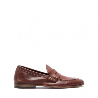 Men's Loafers Shoes PREVENTI Ascanio Mexico Ruggine Leather Brown