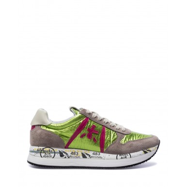 Women's Shoes Sneakers PREMIATA Tris 5402 Leather Fabric Green