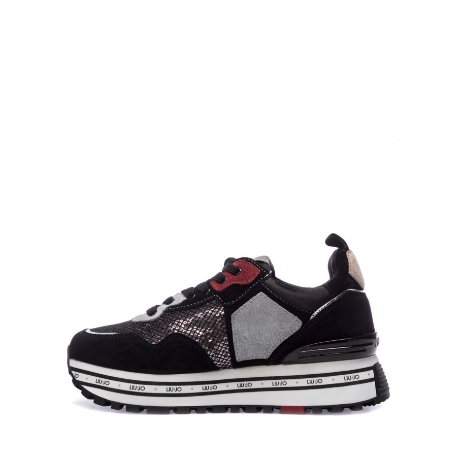 Hipócrita padre por supuesto Zapatos Mujeres Sneakers LIU JO Milano Maxi Wonder 1 Gamuza Negra