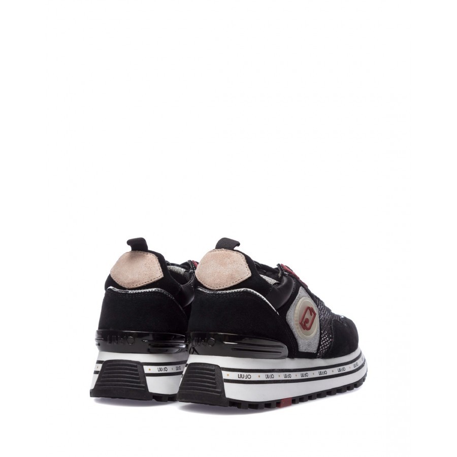 victoria Desafortunadamente globo Zapatos Mujeres Sneakers LIU JO Milano Maxi Wonder 1 Gamuza Negra