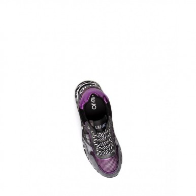 Chaussures Femmes Sneakers LIU JO Milano Wonder 24 Purple Silver Mesh Cuir Gris