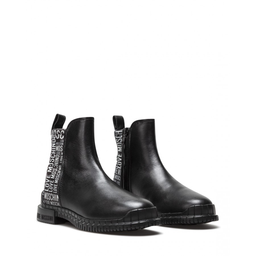 Women's Ankle Boot LOVE MOSCHINO JA21053 Black Logoed Leather