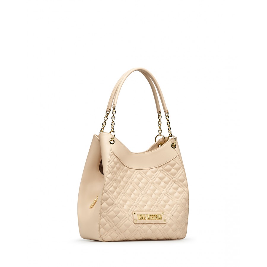 Women Hand Shoulder Bag LOVE MOSCHINO JC4014 Pu Natural Beige Synthetic Leather