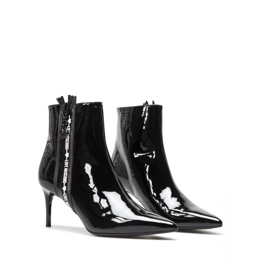 Women's Ankle Boots LOVE MOSCHINO JA21107 Vernice Nero Black Glossy Leather