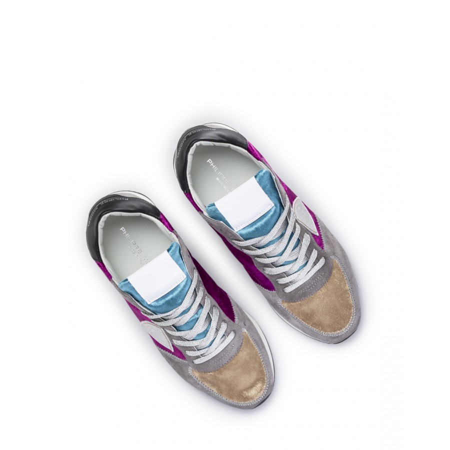 Damen Schuhe Sneakers PHILIPPE MODEL Paris TZLD EB10 Velour Multi Grau