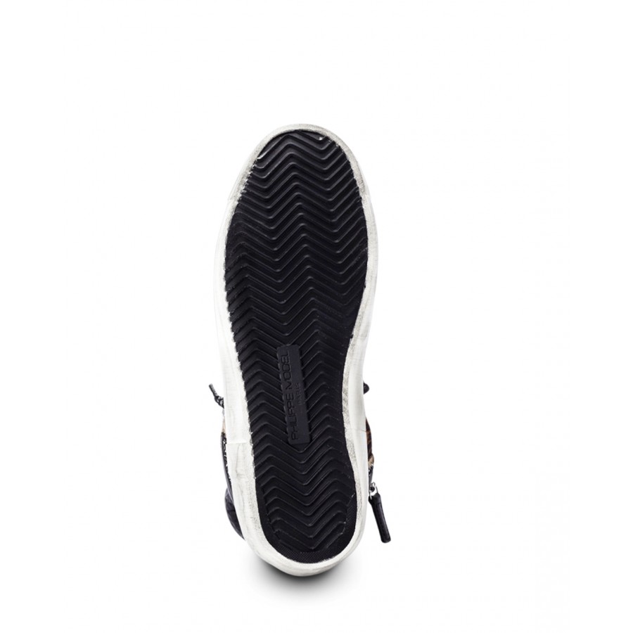 Women's Shoes Sneakers PHILIPPE MODEL Paris PRHD XL01 Beige Glit Leo Leather Black