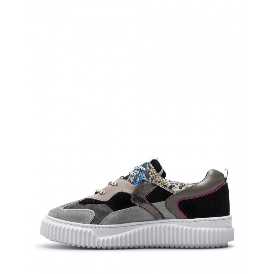 Scarpe Donna Sneakers VOILE BLANCHE Malvina 1B67 Grey Black Grigio Nero