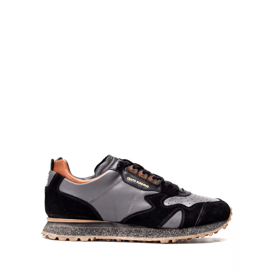 Herren Schuhe Sneakers MOMA 4AW199 Crafts Deep Grau Schwarz Leder