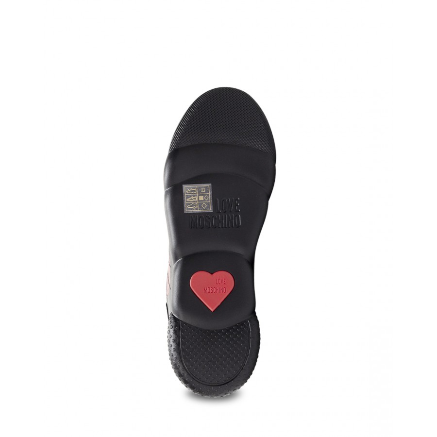 Scarpe Sneakers Donna LOVE MOSCHINO JA15504 Nappa Nero Pelle Cuore
