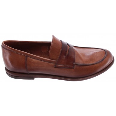 Men's Loafers Shoes PANTANETTI 13432F Guelfo Marrone Leather Brown