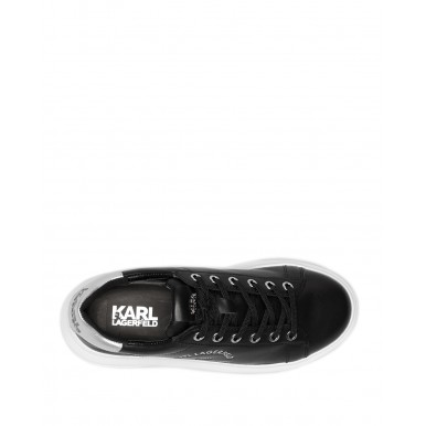 Scarpe Sneakers Donna KARL LAGERFELD KL62538 00S Black Silver Pelle Nera