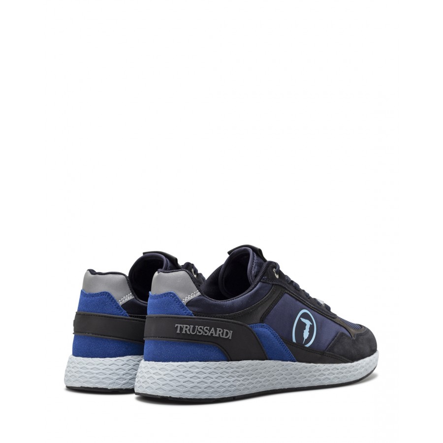 Scarpe Uomo Sneakers TRUSSARDI Kevin Kioto Blue Pelle Blu