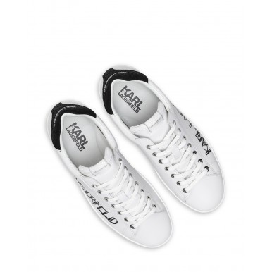 Scarpe Uomo Sneakers KARL LAGERFELD KL51526 010 White Black Pelle Bianca