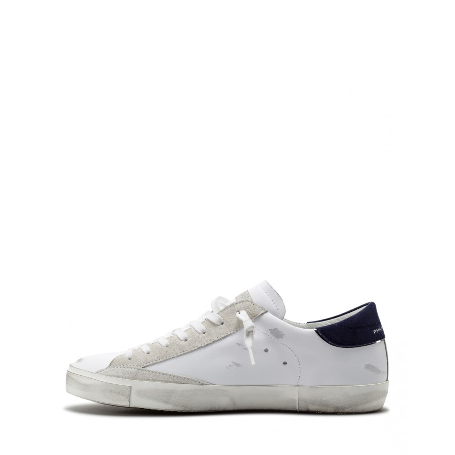 Men's Shoes Sneakers PHILIPPE MODEL Paris PRLU VX22 Blanc Bleu Leather White