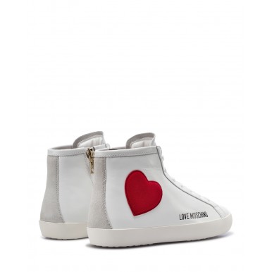 Scarpe Donna Sneakers LOVE MOSCHINO JA15412 Cr Ghi Rossa Bianche