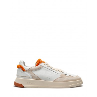 Scarpe Uomo Sneakers GHOUD TWLM BS25 White Orange Bianche
