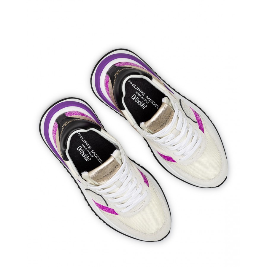Scarpe Donna Sneakers PHILIPPE MODEL Paris TYLD GP01 Blanc Violet Beige