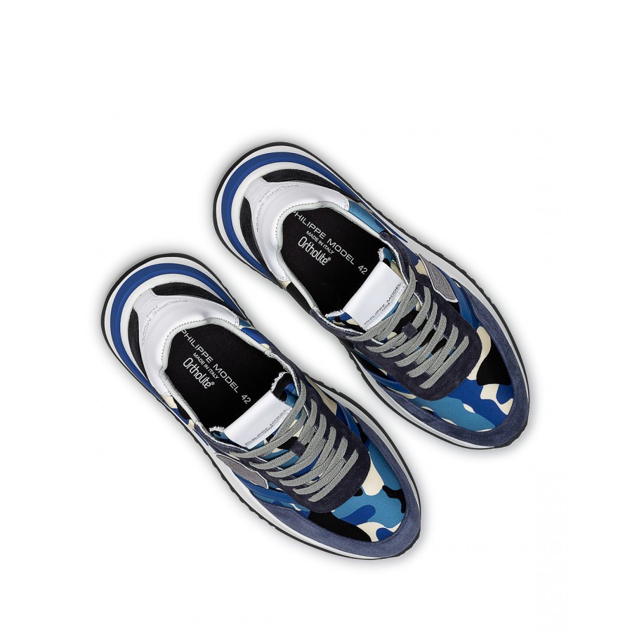 Scarpe Uomo Sneakers PHILIPPE MODEL Paris TYLU CP02 Camouflage Bleu Bluett Blu