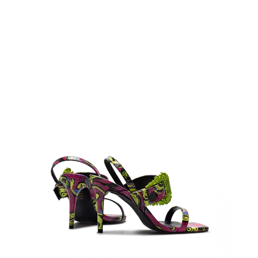 REPORT Multicolored Snake Print Ankle Strap Chunky Block Heels Sandals SZ 9  | eBay
