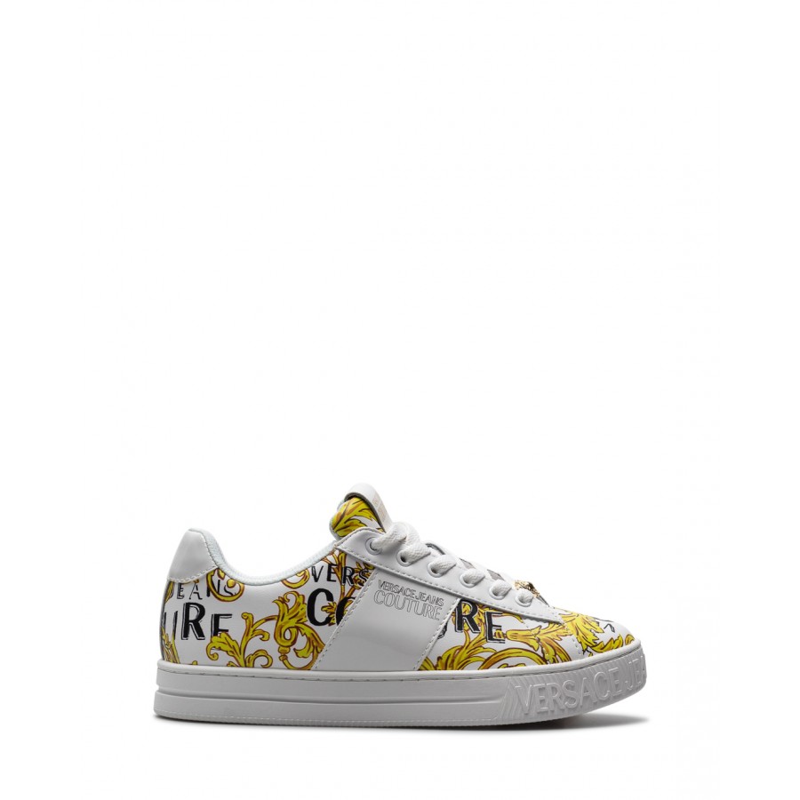 Versace JEANS COUTURE Leather MEYSSA Sneakers with Printed Contrasting Logo  women - Glamood Outlet