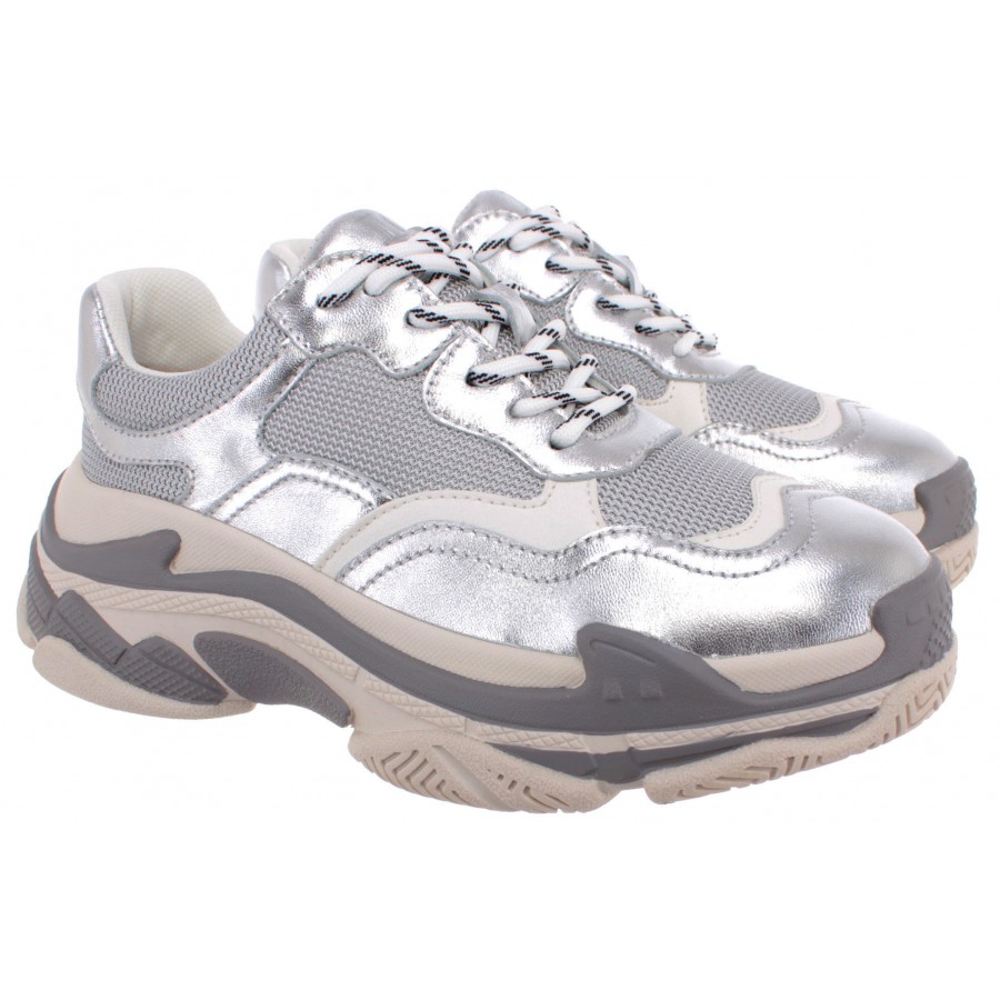 Women's Sneakers LA CARRIE 601 506 10 P005H MSI Leather Fabric Silver