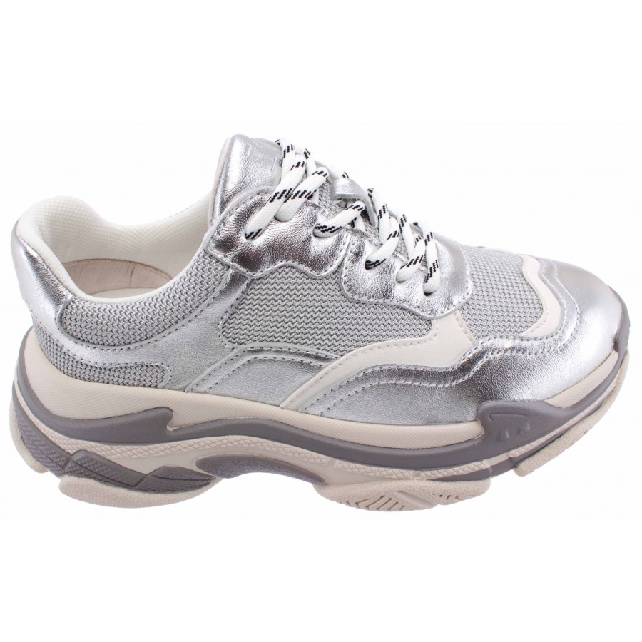 Women's Sneakers LA CARRIE 601 506 10 P005H MSI Leather Fabric Silver